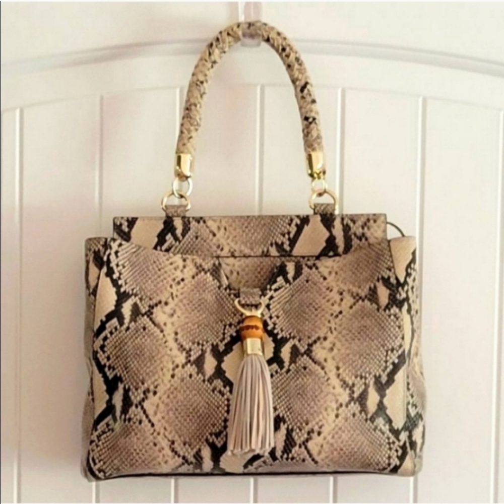 Elaine Turner Snake Embossed Leather Handbag NWOT